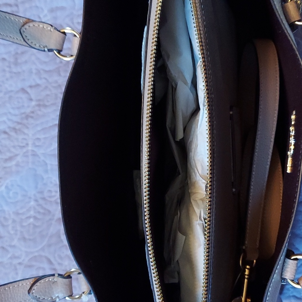 Coach Taupe Oxblood Pebbled Leather Handbag "Tatum" BNWT - AUTHENTICATED ◇ - Picture 11 of 14